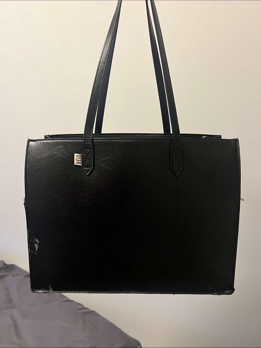 BEIS Black Structured Tote with Double Straps
